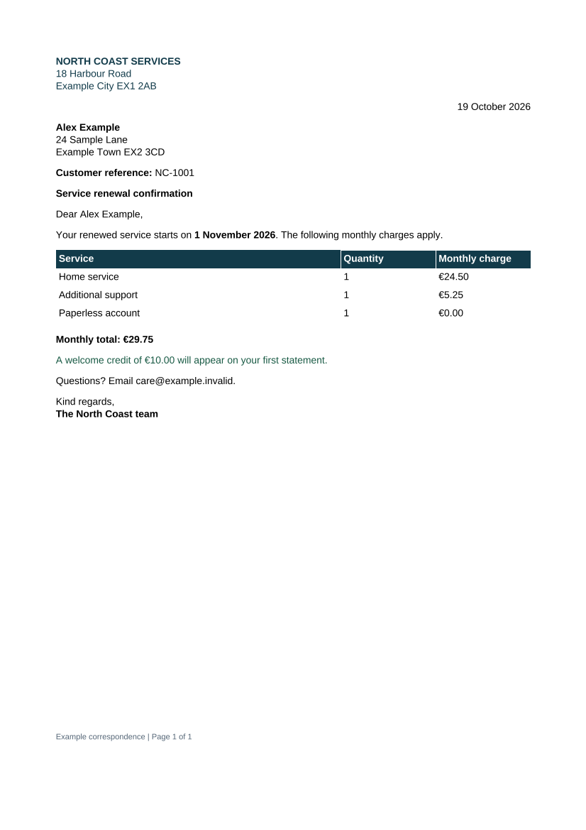 Data-driven semantic letter: first page of the generated letter